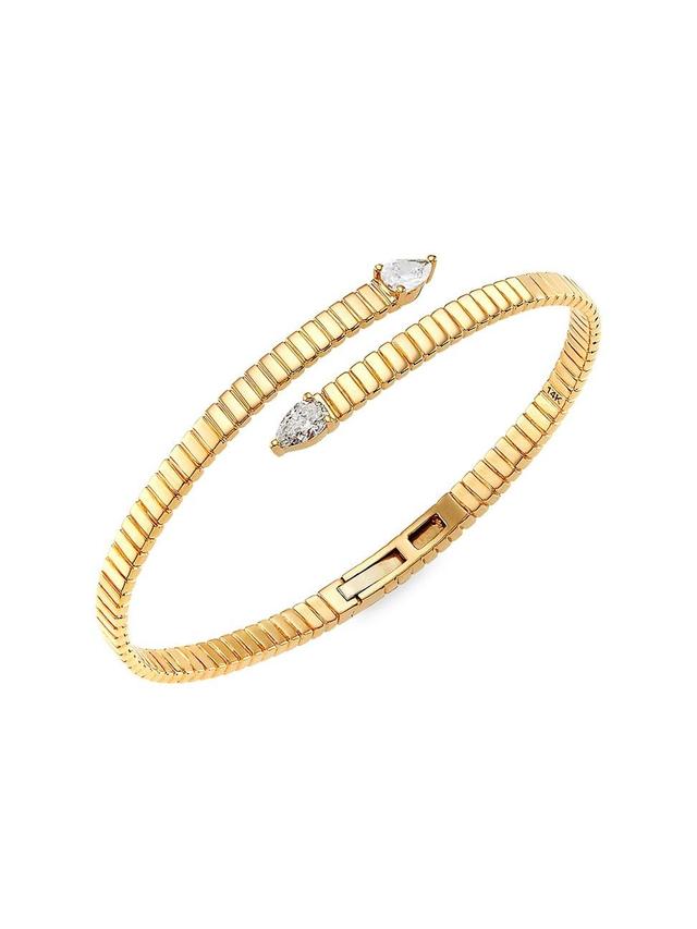 Womens 14K Yellow Gold & 0.7 TCW Diamond Fluted Bypass Bangle Product Image