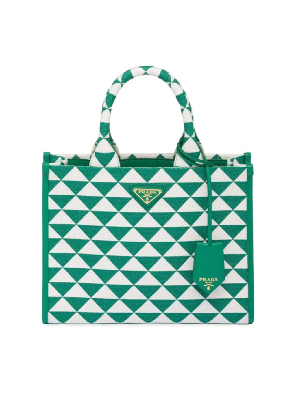 Small  Symbole Embroidered Fabric Handbag In Green Product Image