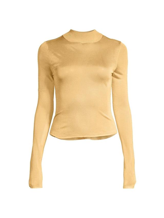 Womens Fitted Mock Turtleneck Top Product Image