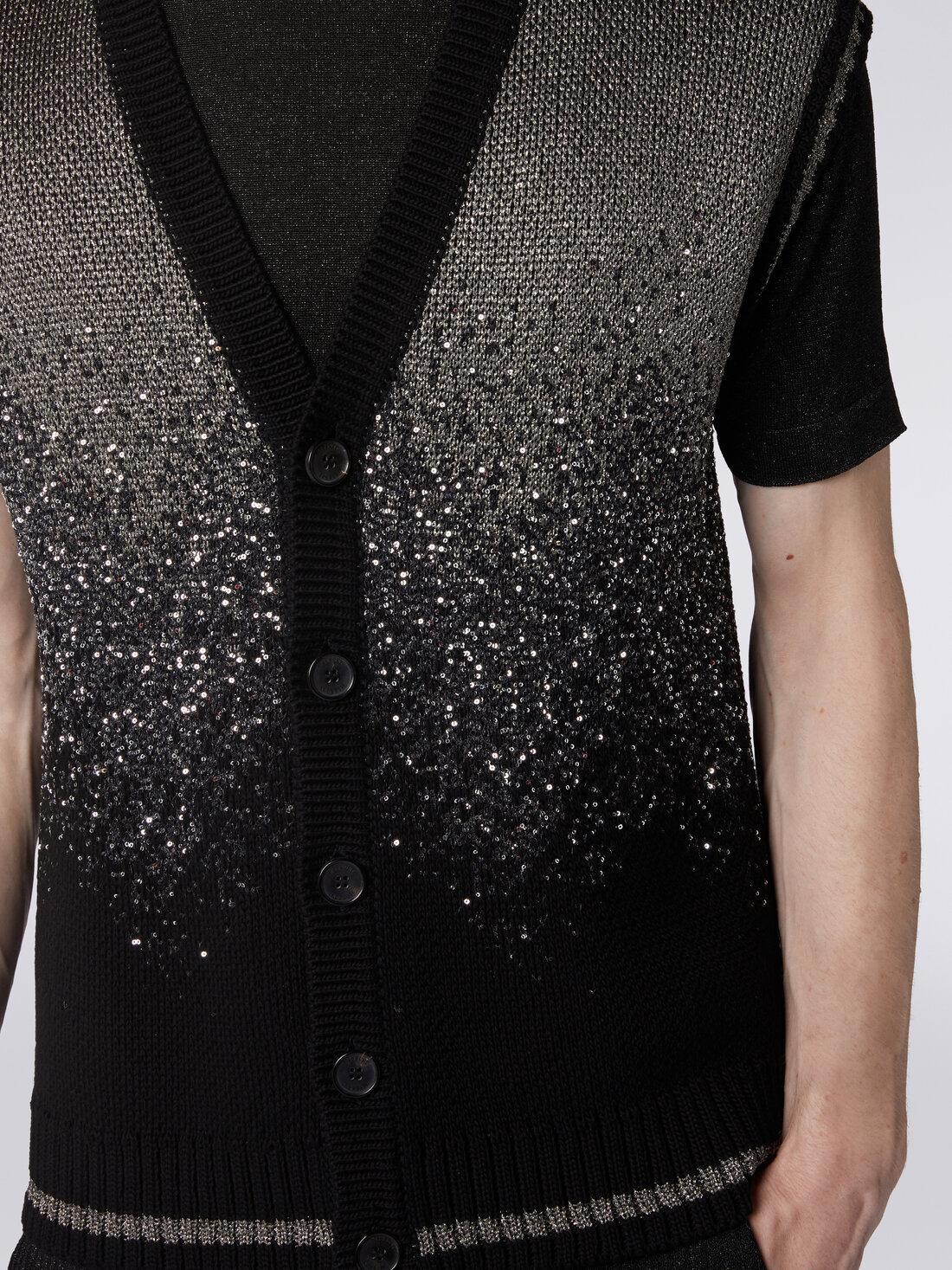 Gilet in dégradé cotton blend with lurex and sequins Black | Missoni Product Image