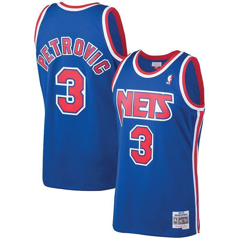 Mens Mitchell & Ness Drazen Petrovic Royal New Jersey Nets Hardwood Classics Swingman Jersey Product Image