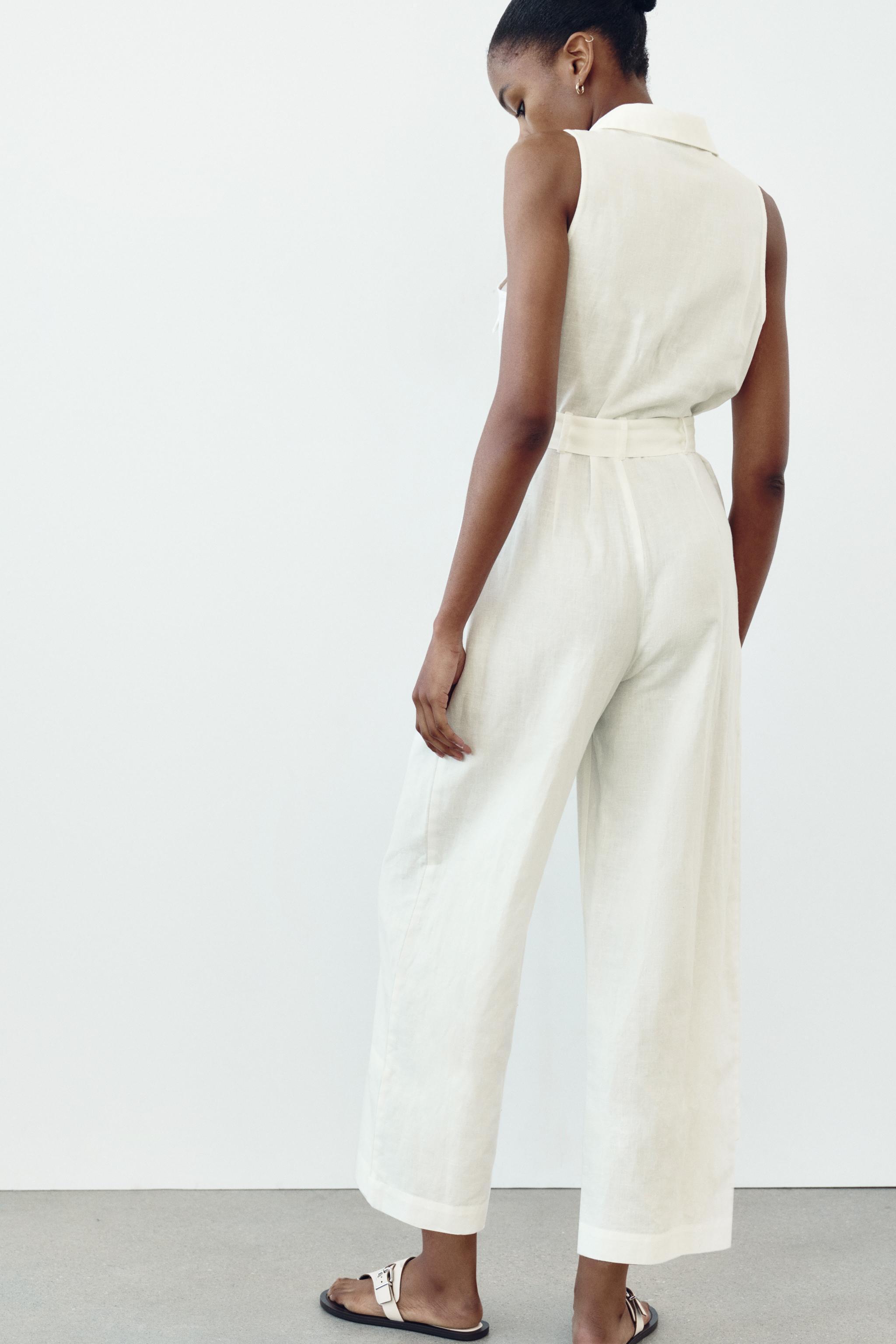 BELTED LINEN BLEND JUMPSUIT Product Image