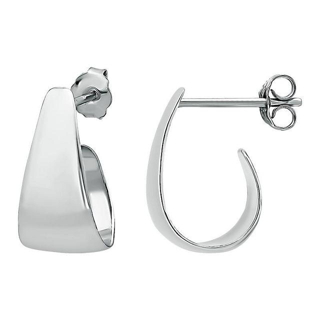 Aleure Precioso Sterling Silver Graduated J Posted Hoop Earrings, Womens Product Image