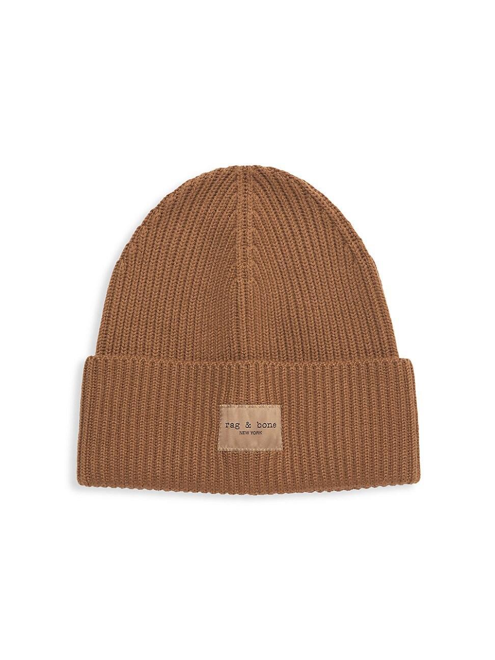 rag & bone Blake Logo Patch Wool Blend Rib Beanie Product Image