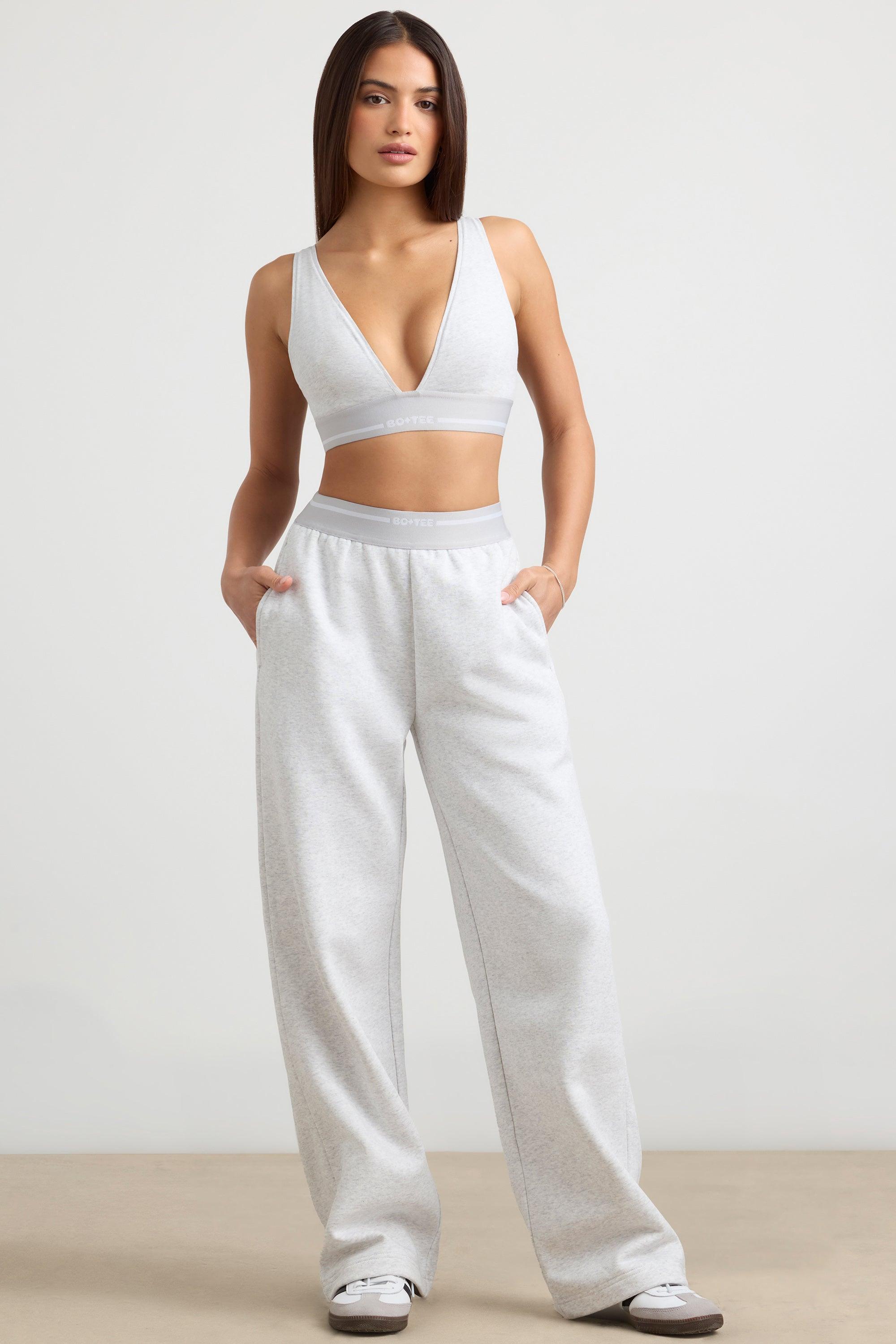 Petite High-Waist Straight-Leg Joggers in Grey Marl Product Image