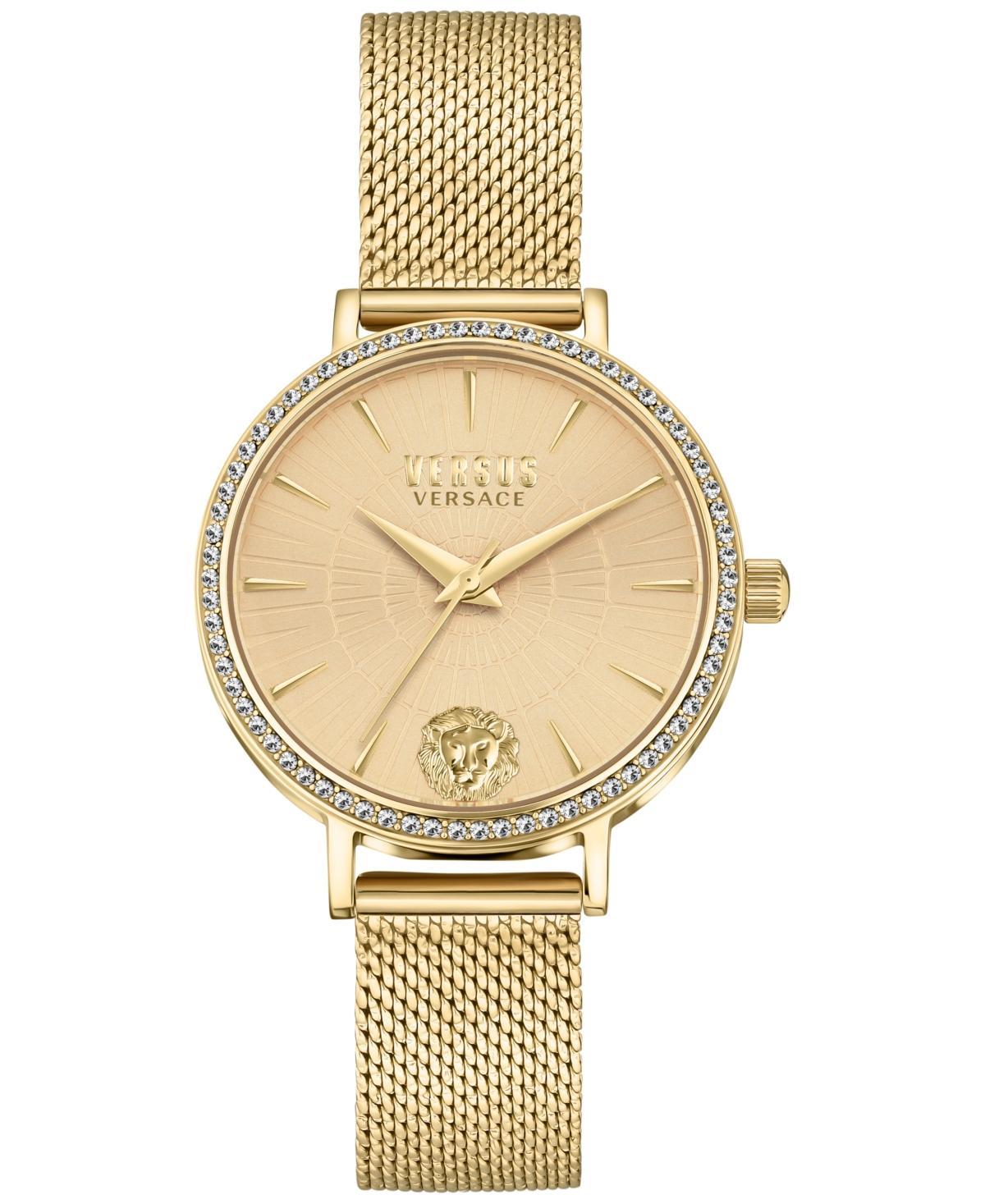 Versus Versace Womens Mar Vista Gold Ion-Plated Mesh Bracelet Watch 34mm Product Image