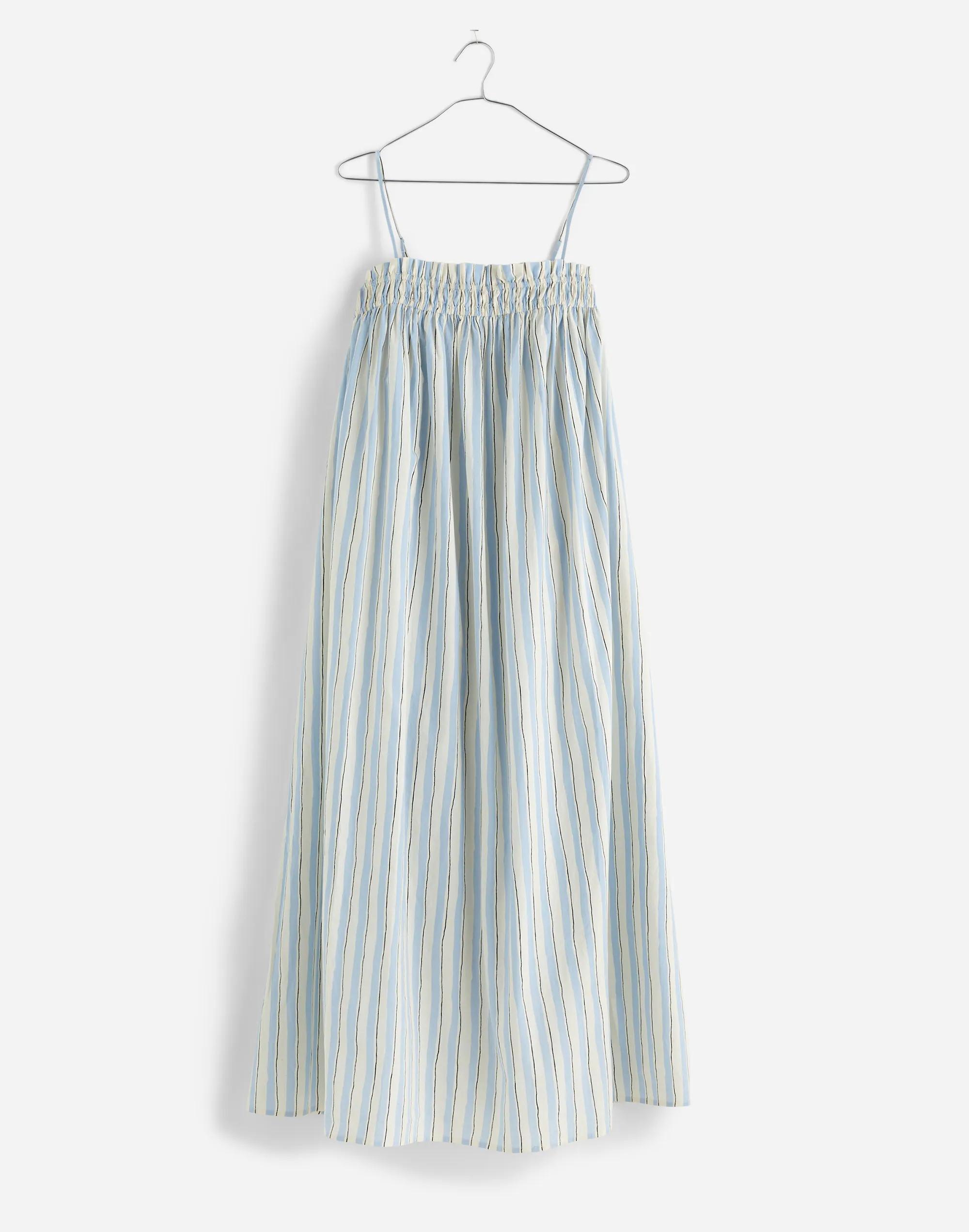 Ruffle A-Line Midi Dress in Stripe Poplin Product Image