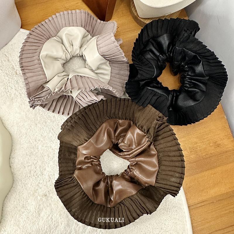 Pleated Panel Faux Leather Scrunchie Product Image