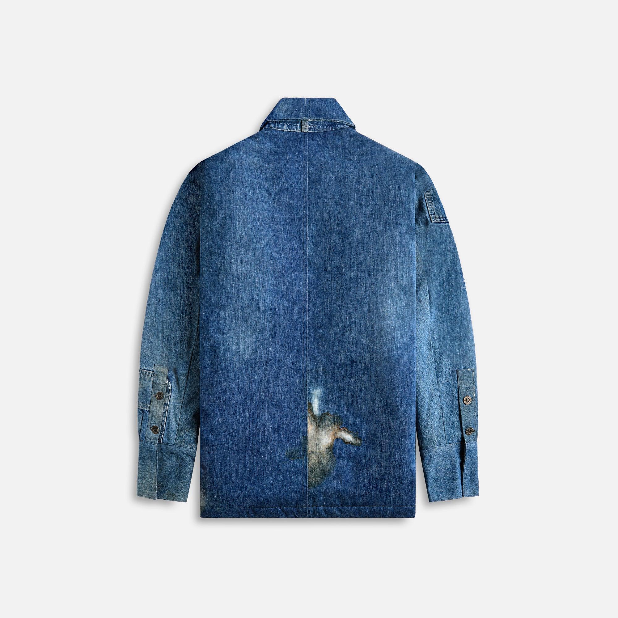 Greg Lauren Overall Sherpa Lined Boxy Shirt - Denim Blue Male Product Image