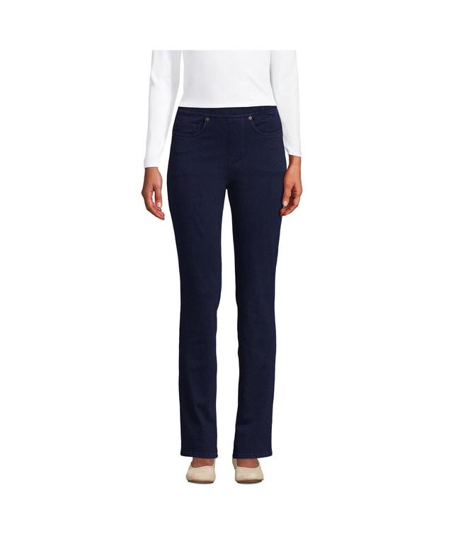 Womens Lands End Starfish Mid-Rise Pull-On Straight Jeans Blue Product Image