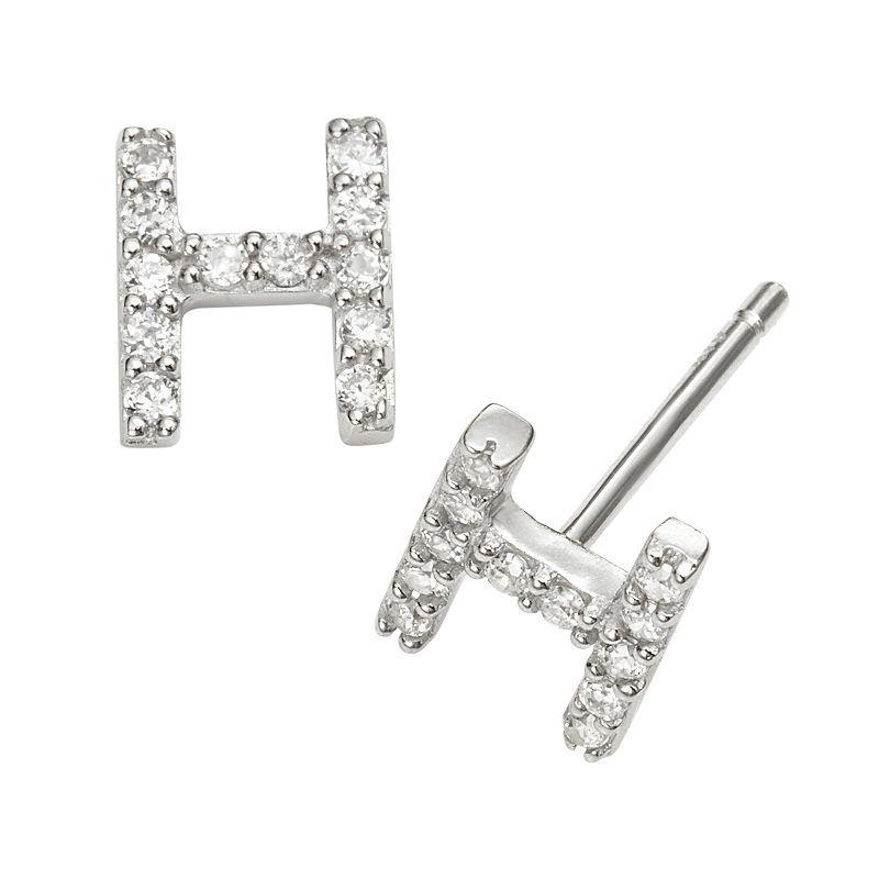 Sophie Miller Sterling Silver Cubic Zirconia Initial Stud Earrings, Womens Product Image