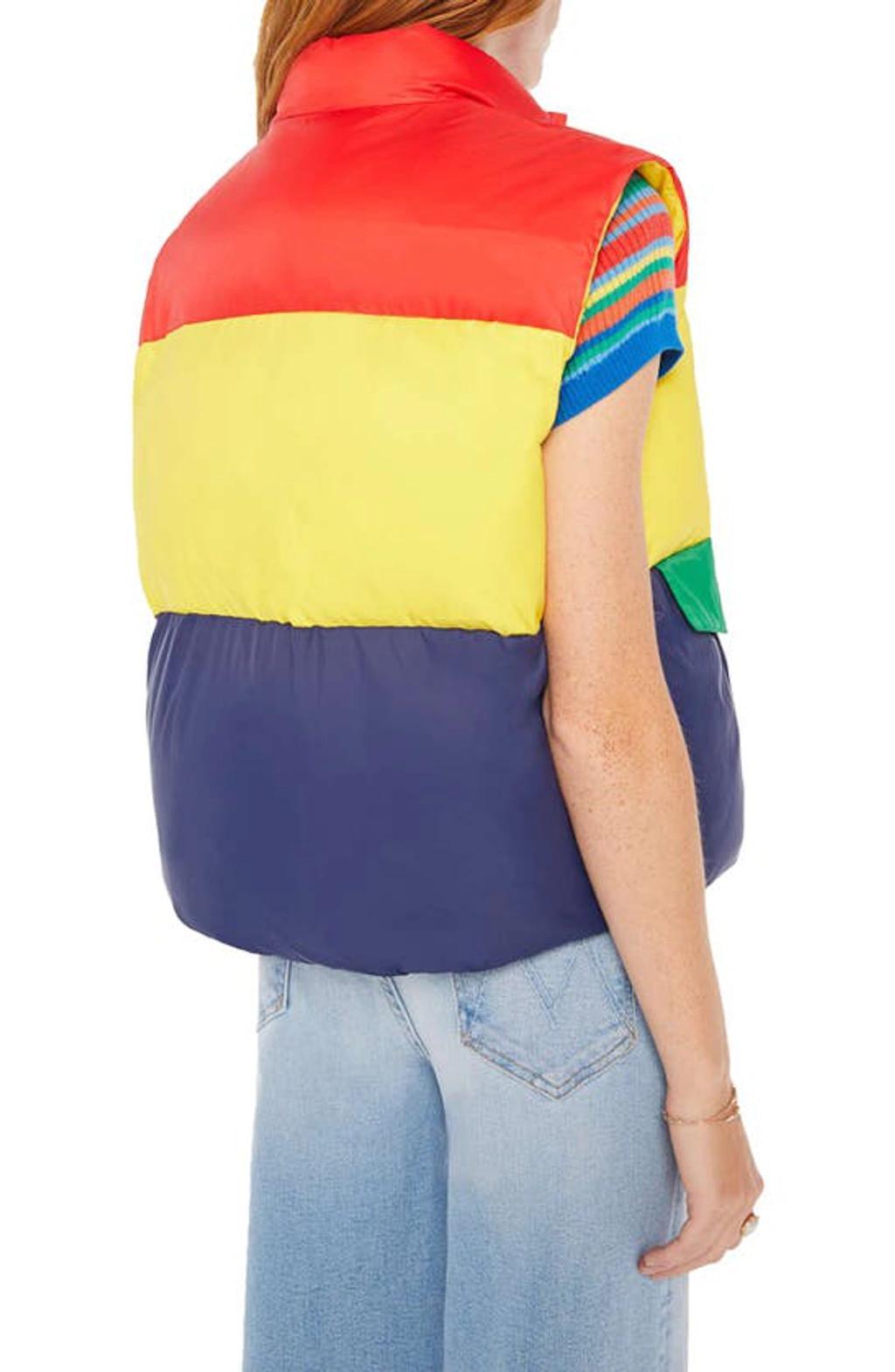 The Pillow Talk Colorblock Puffer Vest In Black Product Image