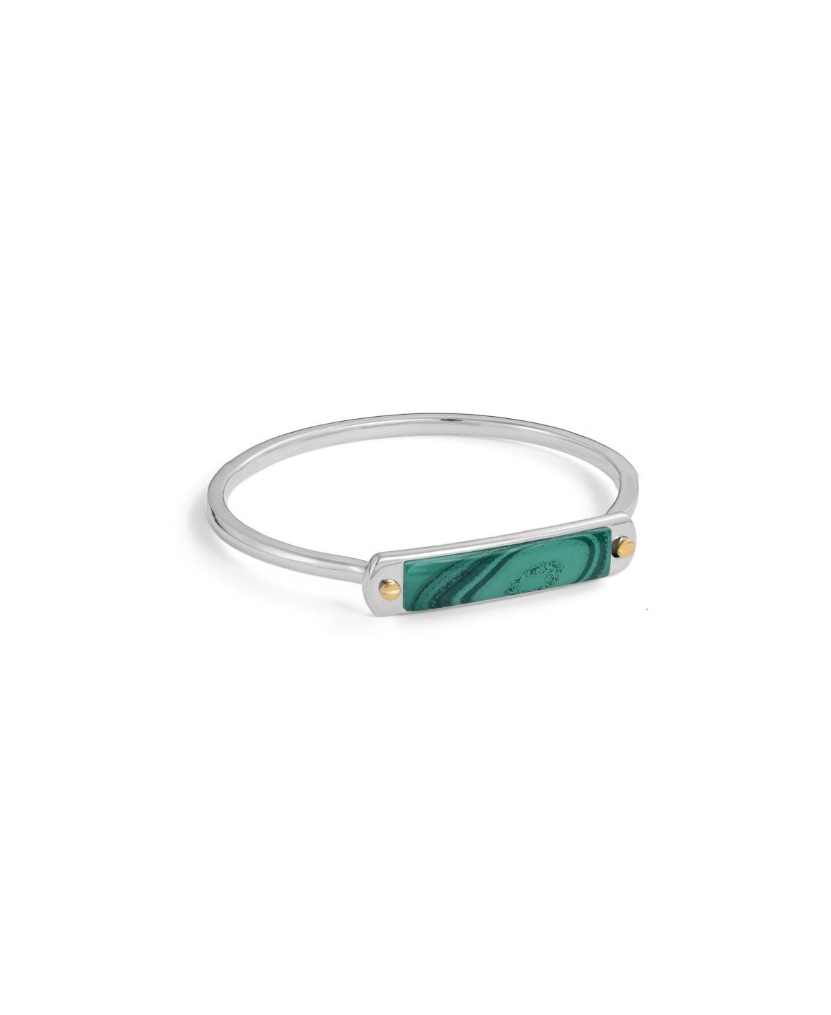 LuvMyJewelry Small Id Design Malachite Gemstone Sterling Silver Men Cuff Bracelet Product Image