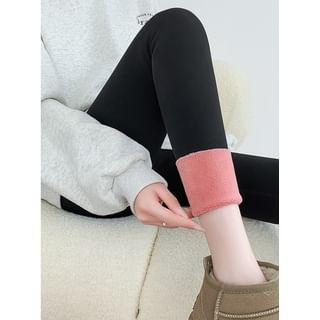 High Waist Lettering Fleece-Lined Leggings Product Image