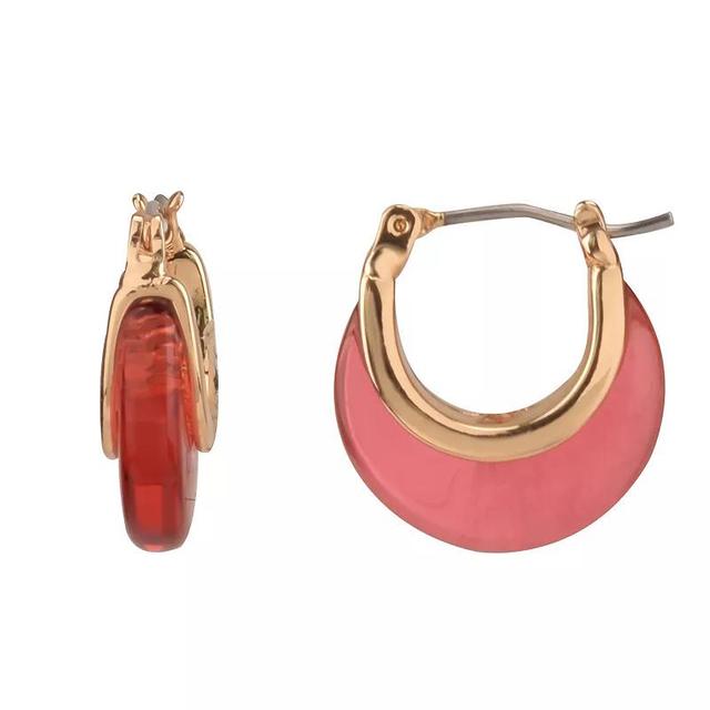 Womens Clicktop Hoop Earrings, Pink Product Image