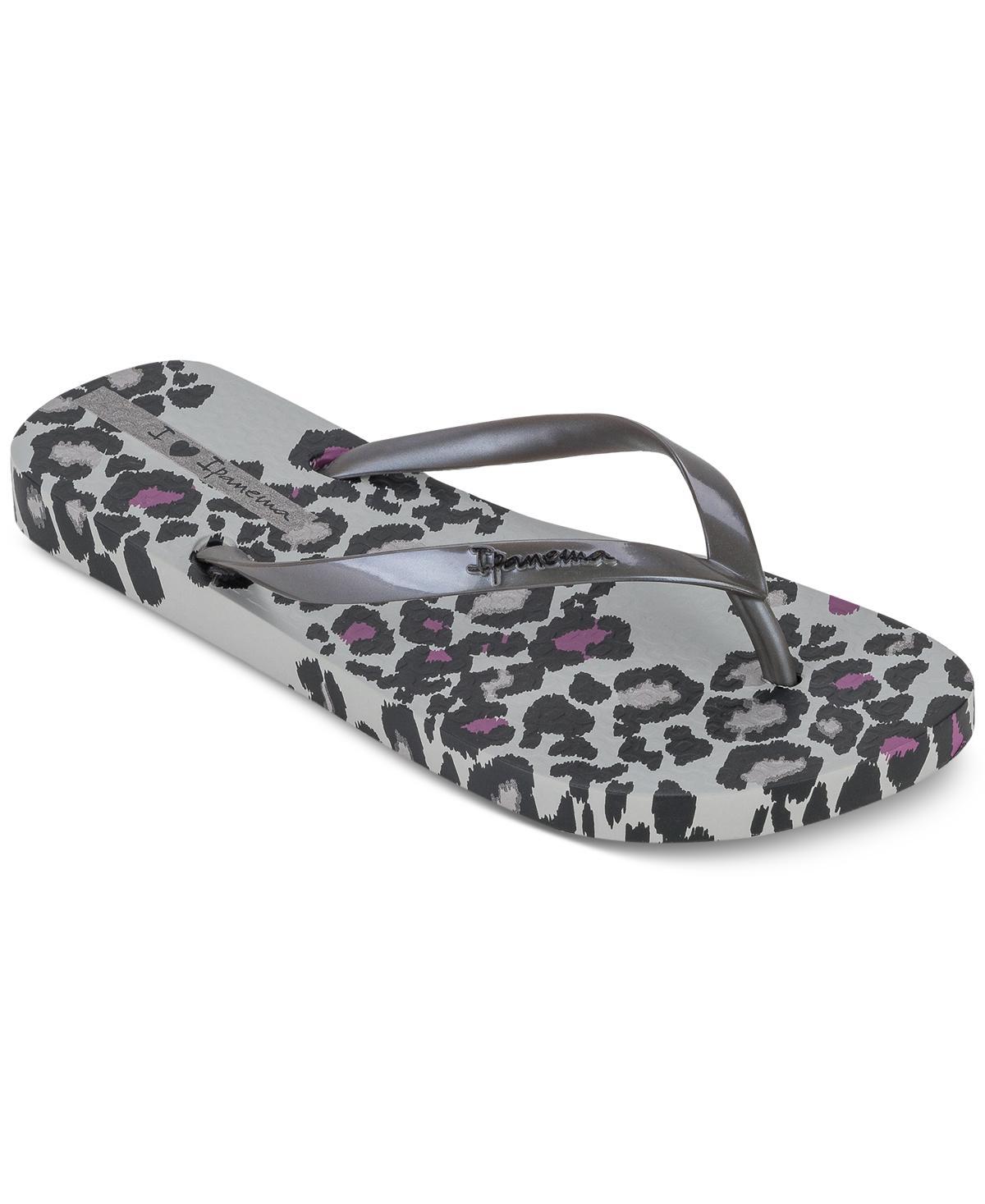 Ipanema Womens Animal Print Slip-On Thong Sandals - Grey Product Image