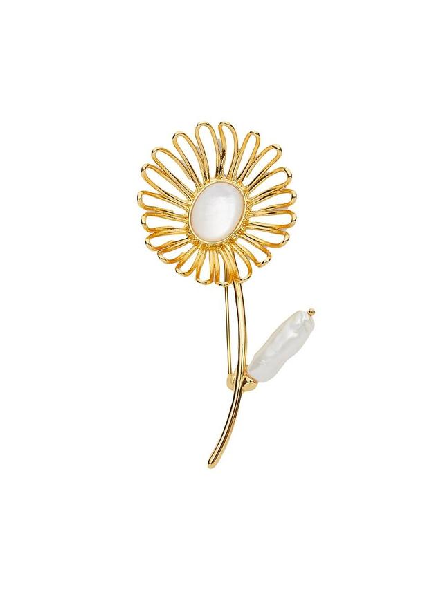 Womens The Met X Lele Sadoughi Renoir Daisy 14K Gold-Plated & Faux Pearl Brooch Product Image