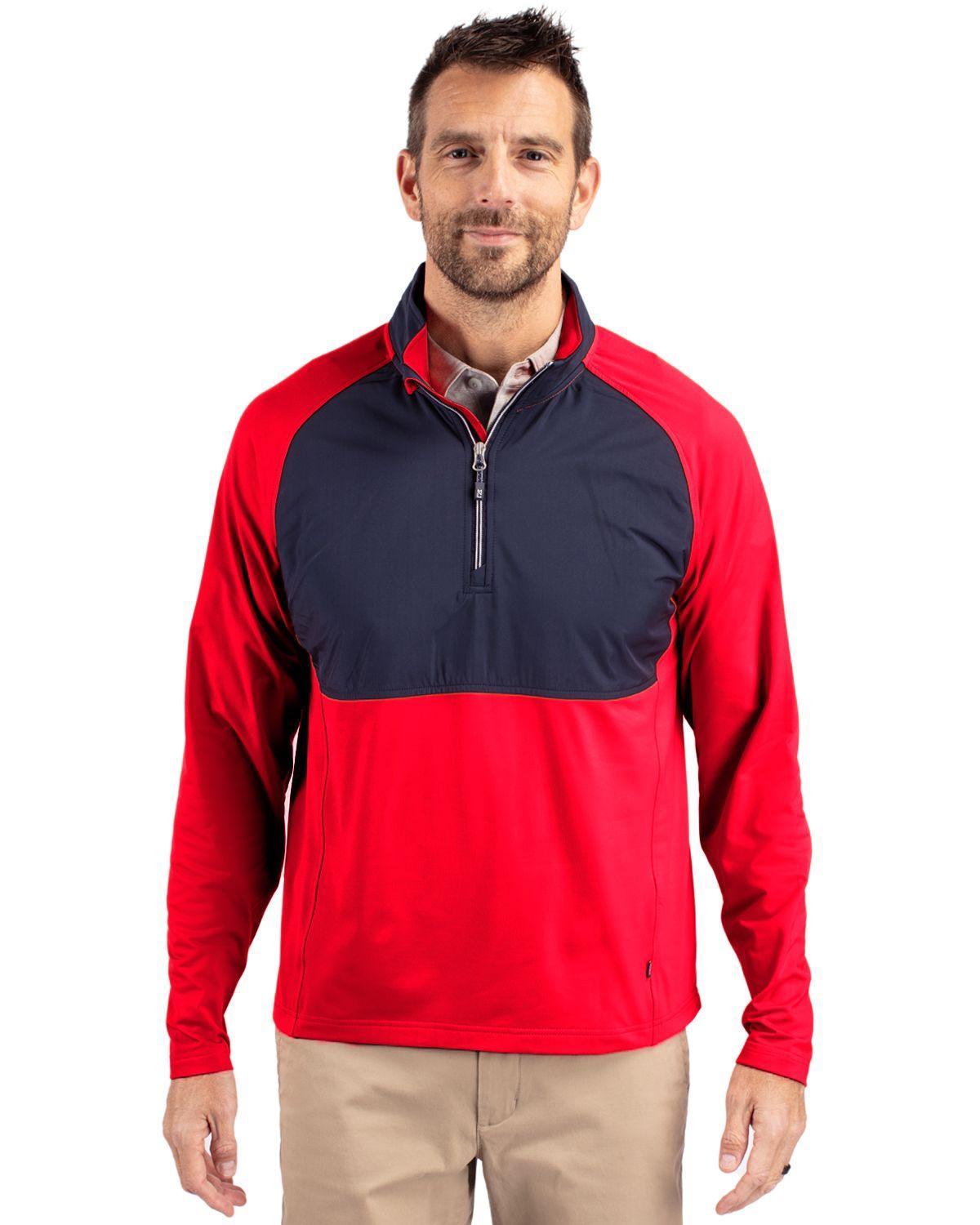 Cutter & Buck Mens Adapt Eco Knit Hybrid Recycled Quarter Zip Jacket Product Image