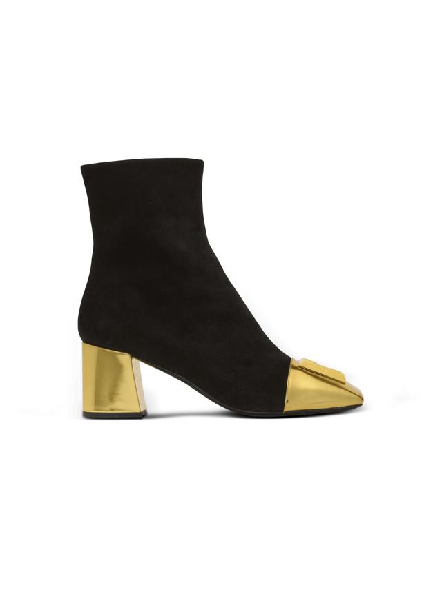 Edna ankle boots in suede and mirrored leather Product Image