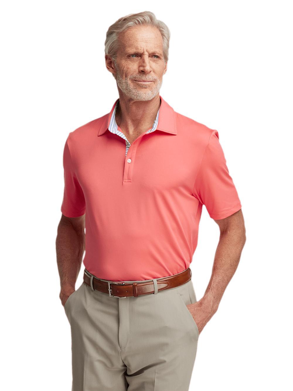 Performance Blend Three Button Polo - Bright Coral Product Image