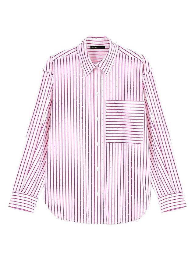 Womens Striped Rhinestone Shirt Product Image