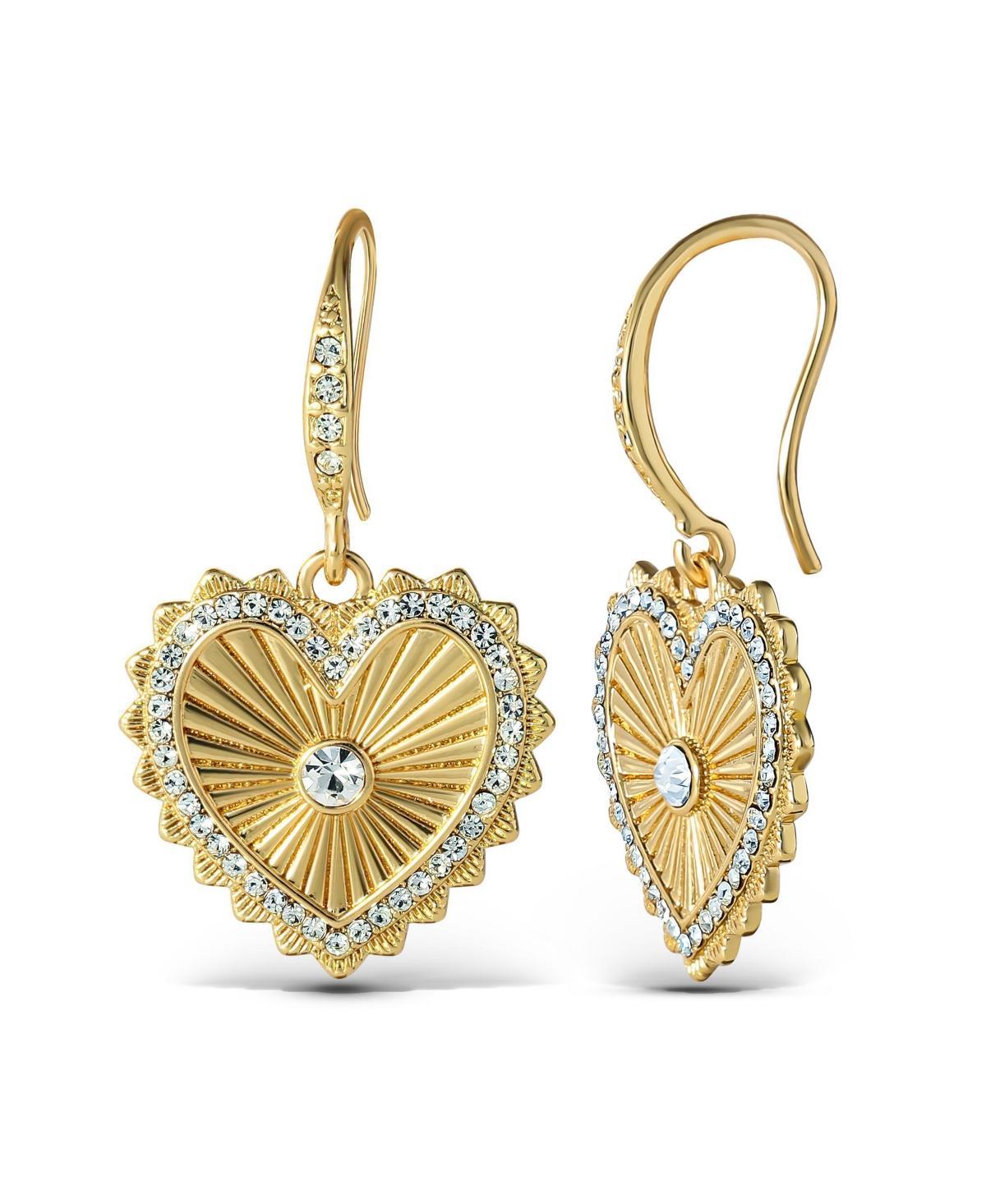 Jessica Simpson Womens Heart Drop Earrings Tone Heart Earrings with Rhinestones - Gold Product Image