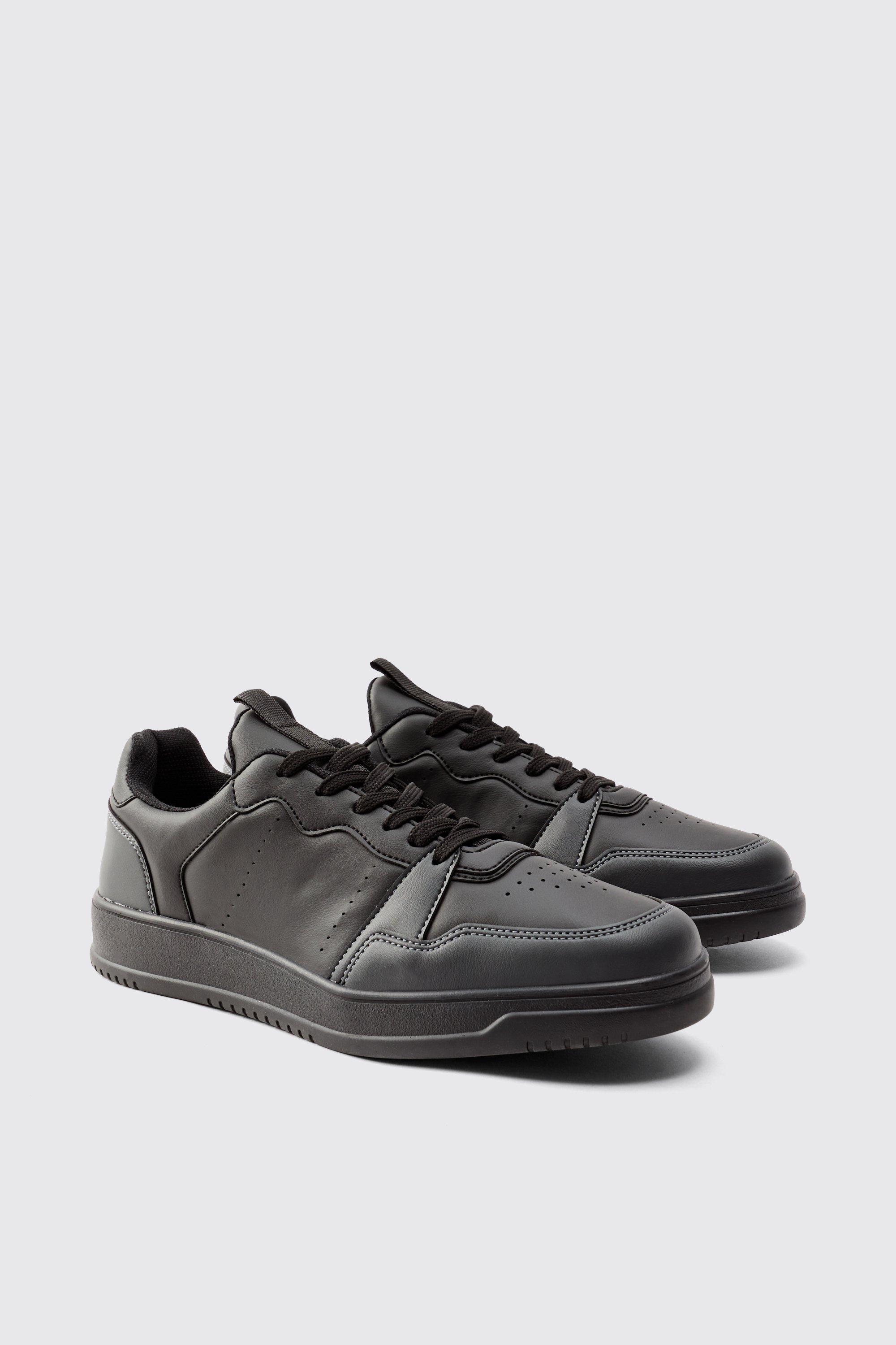 Suede Panel Chunky Trainers In Black | boohooMAN USA product image