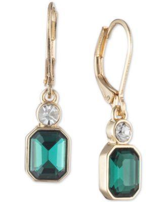 Gold-Tone Bright Crystal Drop Earrings Product Image