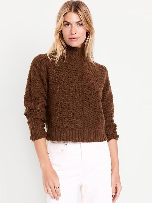 Mock-Neck Crop Sweater Product Image