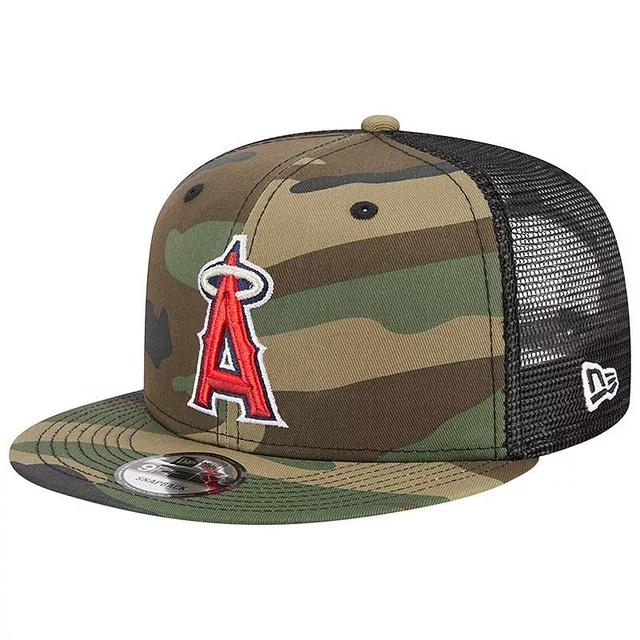 Mens New Era Camo Los Angeles Angels Woodland Camo Trucker 9FIFTY Snapback Hat Product Image