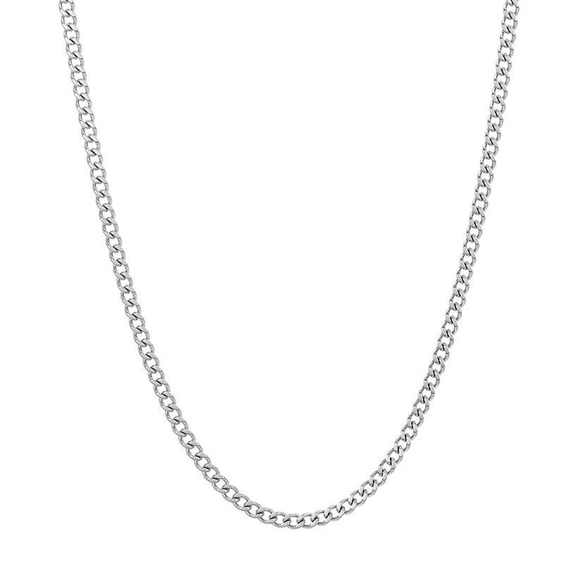 Adornia Stainless Steel 3 mm Cuban Curb Chain Necklace, Womens Silver Tone Product Image