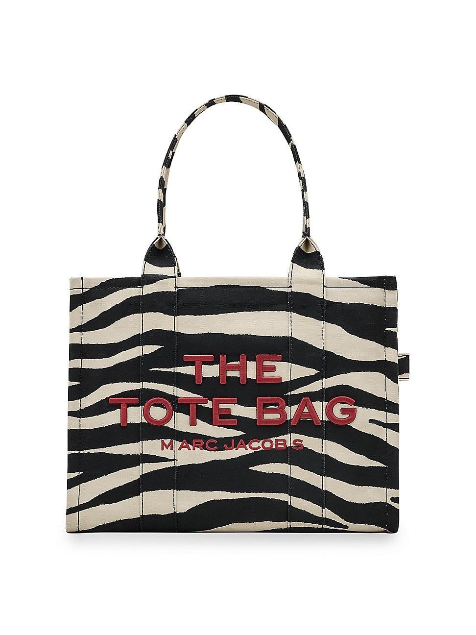 Womens Zebra-Print Canvas Large Tote Bag Product Image