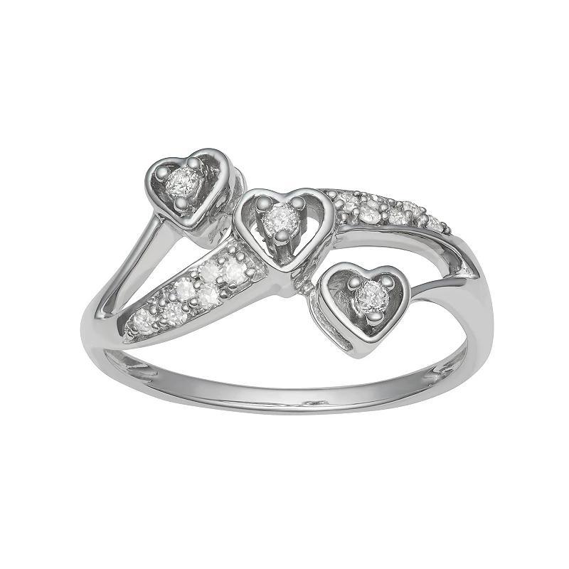 HDI Sterling Silver 1/6 Carat T.W. Diamond Heart Ring, Womens Product Image