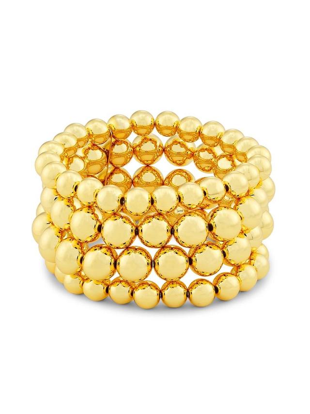 Womens Polished Goldtone Four-Row Beaded Bracelet Product Image