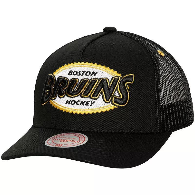 Mens Mitchell & Ness Boston Bruins Team Seal Trucker Snapback Hat Product Image