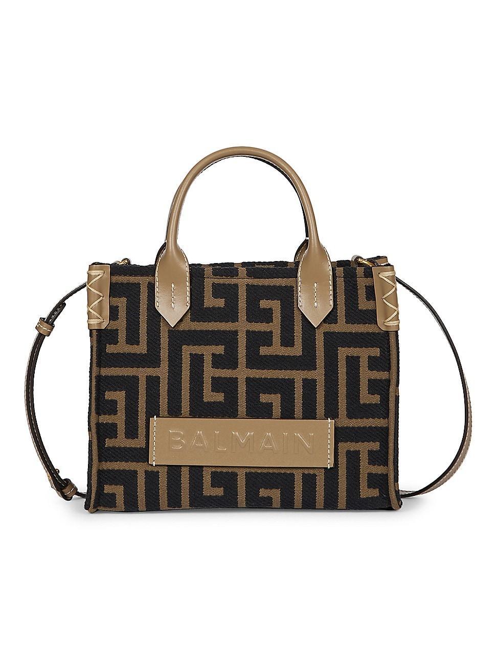 Womens B-Army Jacquard & Leather Shopper Tote Bag Product Image