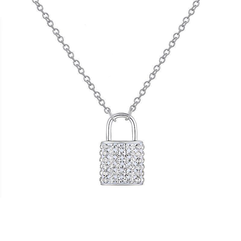 Chrystina Crystal Padlock Necklace, Womens Silver Tone Product Image