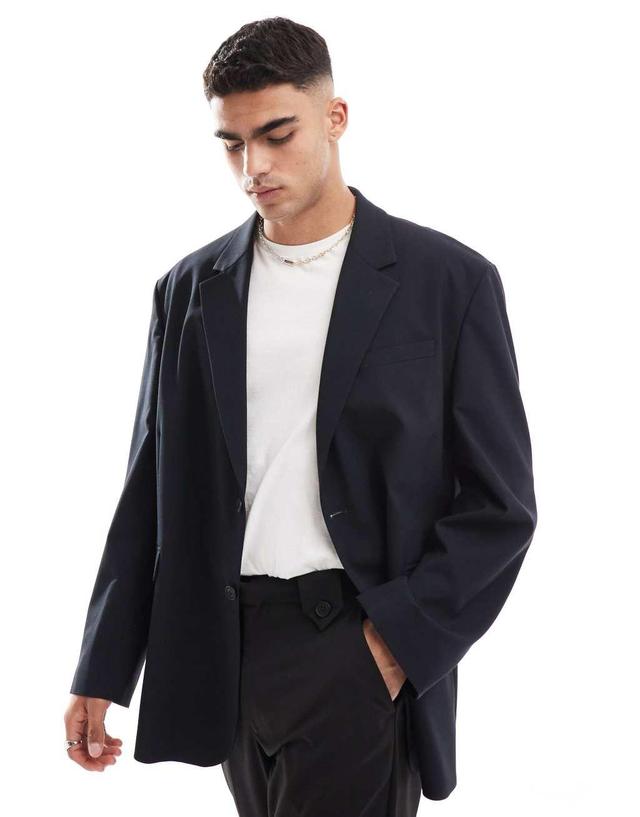 ASOS DESIGN oversized slouchy blazer in black Product Image