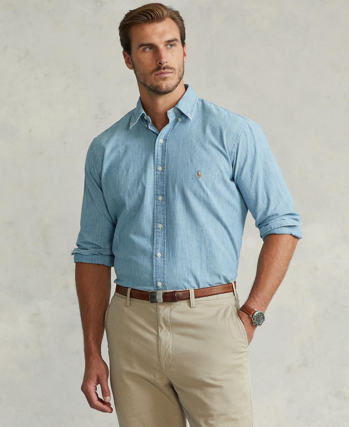 Polo Ralph Lauren Big  Tall Indigo Chambray Long Sleeve Woven Shirt Product Image