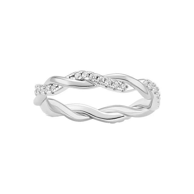 PRIMROSE Two Tone Fine Silver Plated & 18k Gold Flash Plated Cubic Zirconia Twisted Band Ring, Womens Silver Tone White Product Image