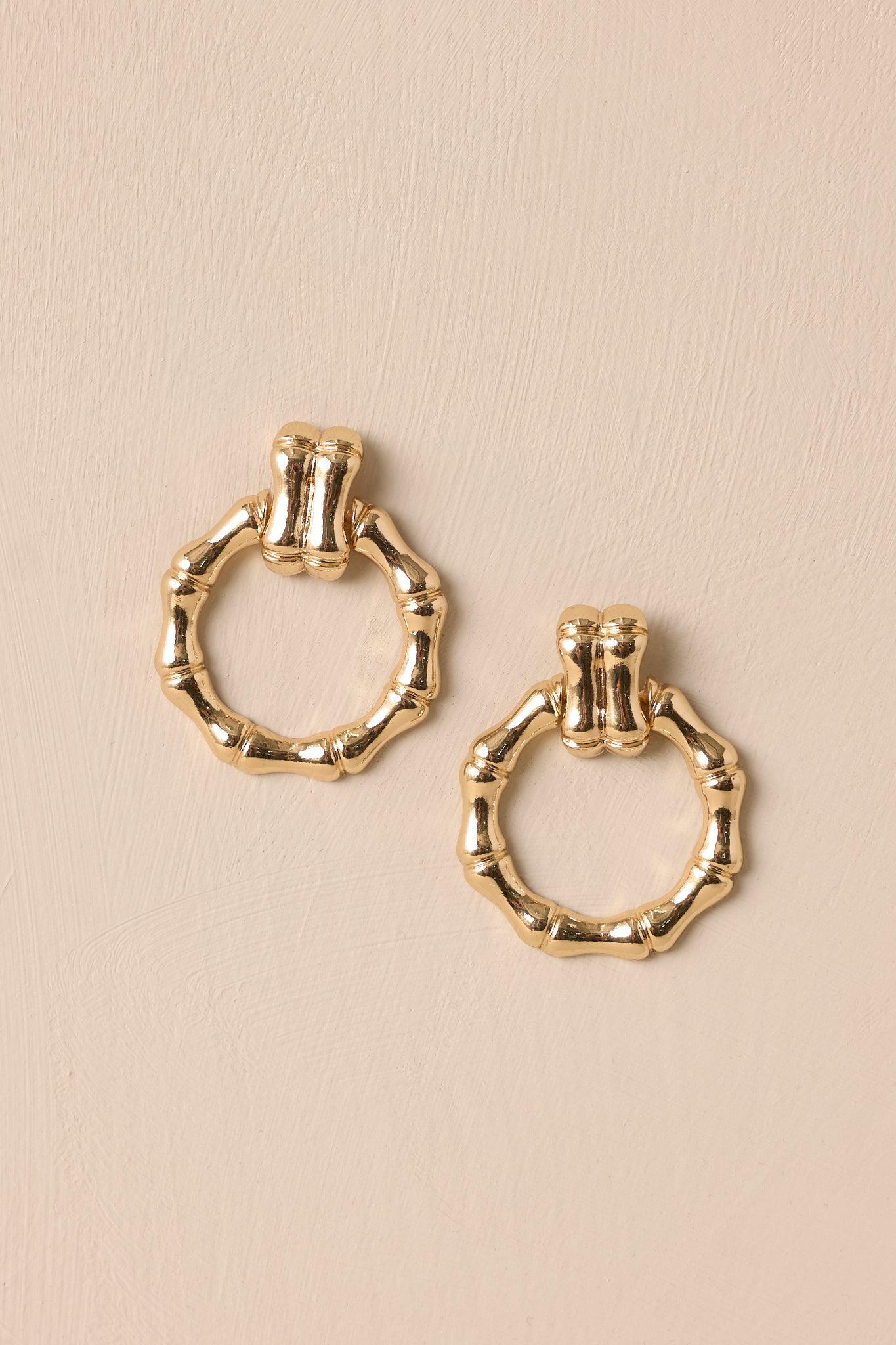 California Stars Gold Drop Hoop Earrings Product Image