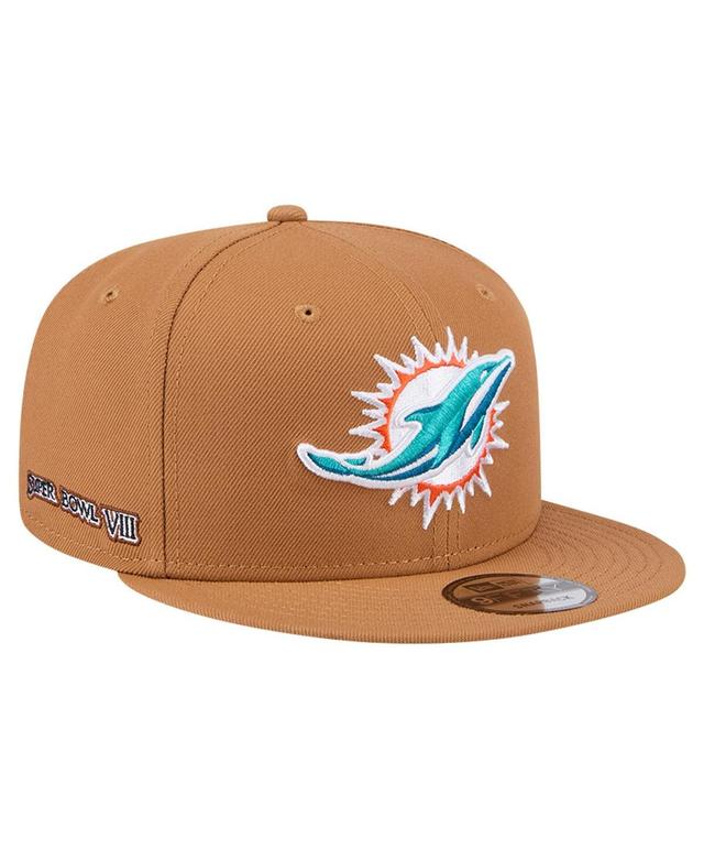 New Era Mens Tan Miami Dolphins Color Pack 9FIFTY Snapback Hat with Side Patch Product Image