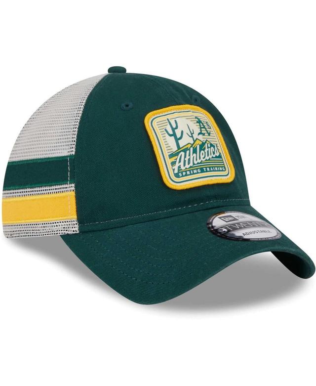 Mens New Era /White Oakland Athletics Spring Training Striped 9TWENTY Trucker Adjustable Hat Product Image