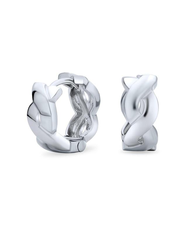 Classic Love Knot Symbol Twist Rope Braid Wide Infinity Huggie Hoop Earrings For Women .925 Sterling Silver Product Image