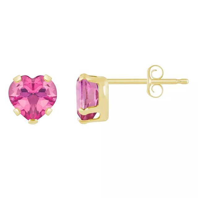 Celebration Gems 10k Gold 5 mm Heart Shape Gemstone Stud Earrings, Womens, Pink Topaz Product Image