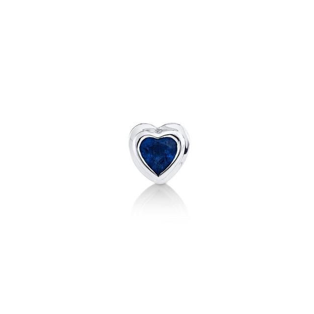 SINGLE BLUE SAPPHIRE BEZEL HEART STUD Product Image