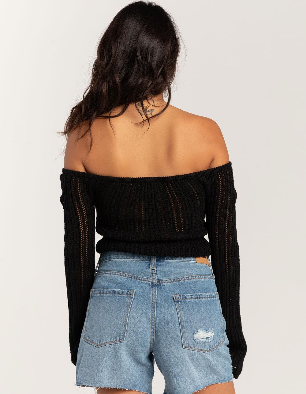 RSQ Womens Linear Stitch Off The Shoulder Sweater Product Image