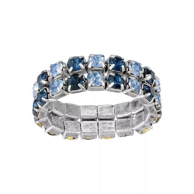 1928 Silver Tone Stretch Ring Set, Womens Blue Product Image