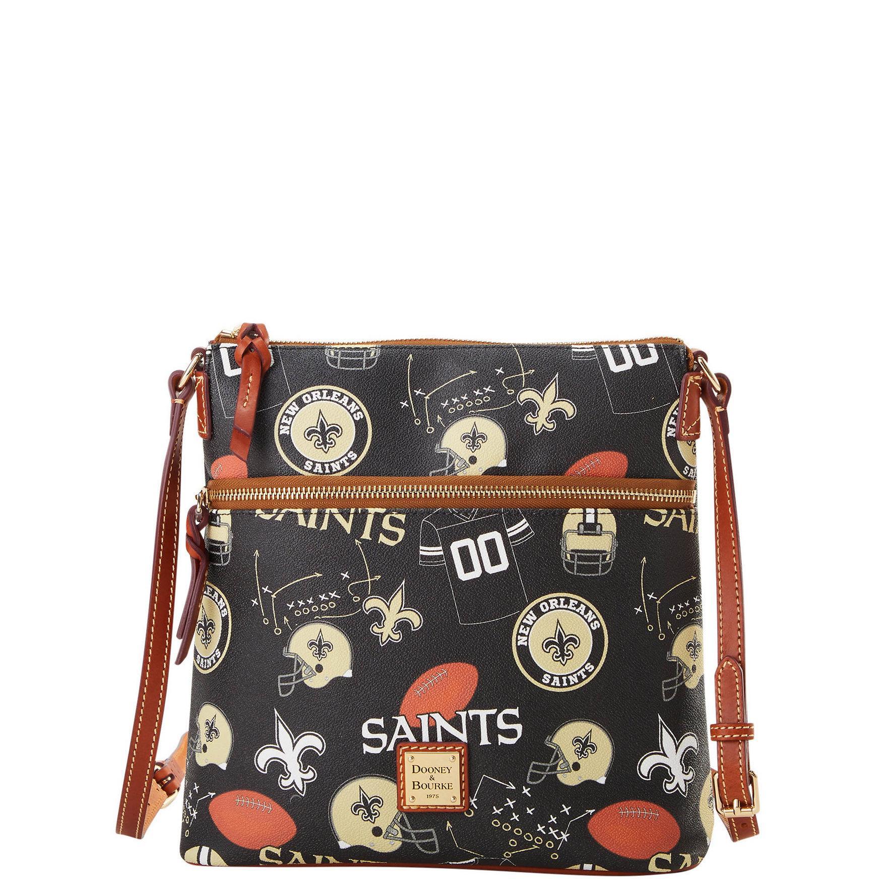 Dooney & Bourke Womens NFL Saints Crossbody Coated Cotton Shoulder Bag in Black Product Image