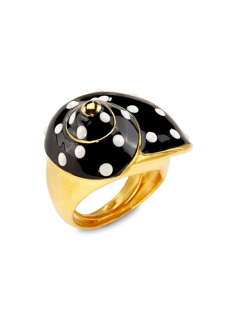 Womens Goldtone & Enamel Dotted Snail Adjustable Ring Product Image